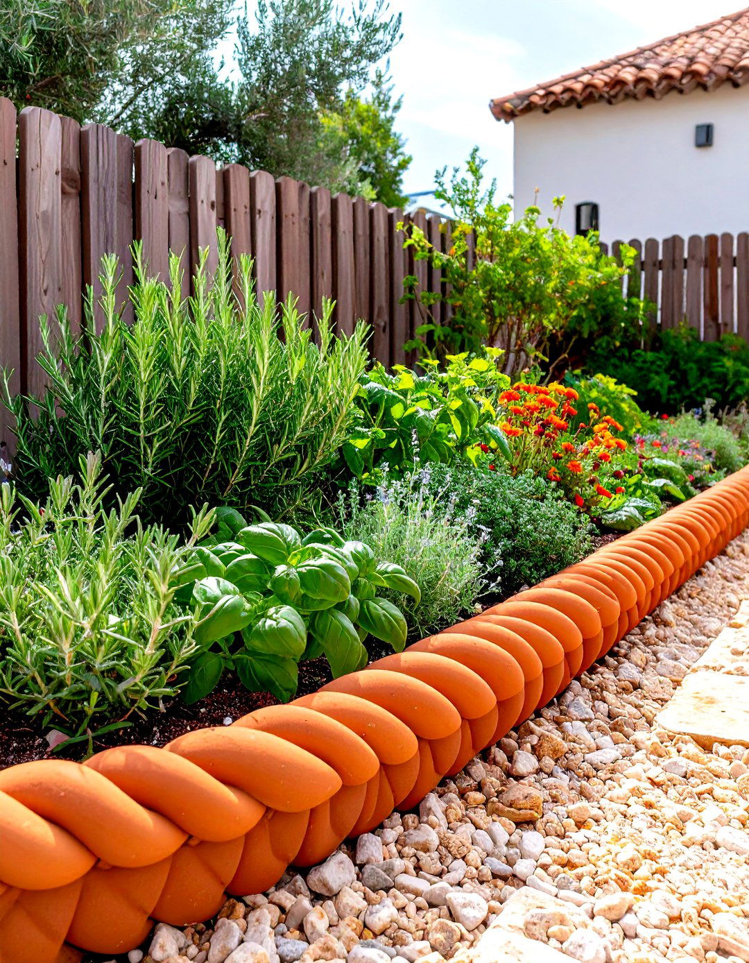 A Terra Cotta Rope Top Edging Border - 30 garden border ideas