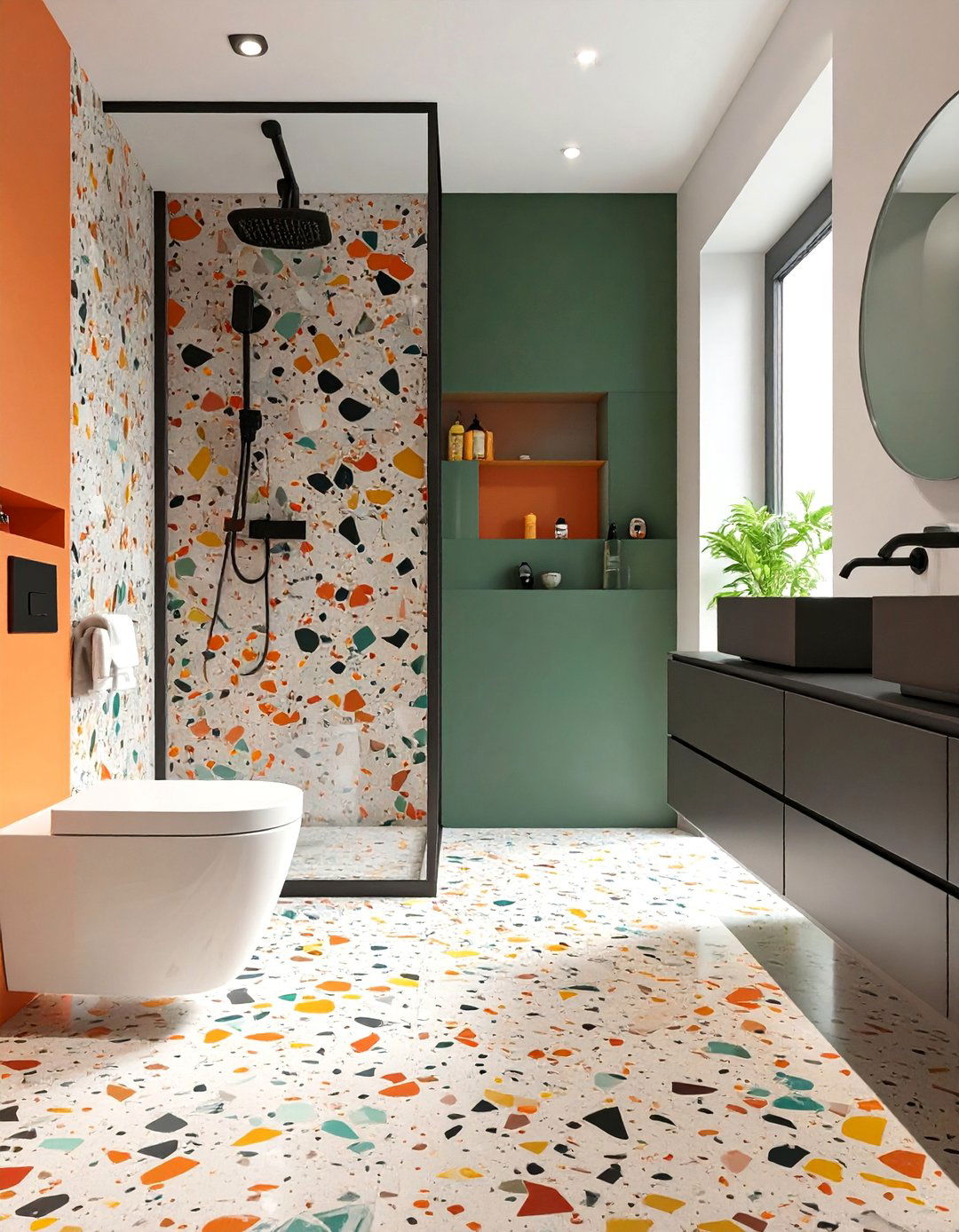 A Terrazzo Focused Bathroom - 30 bathroom renovation ideas