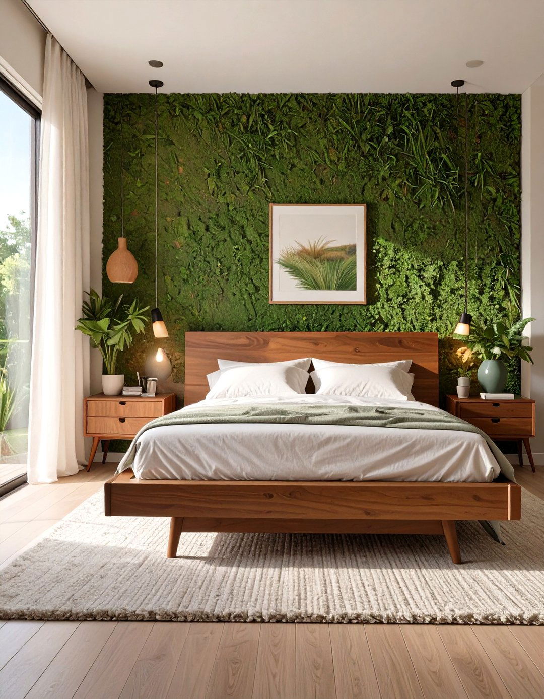 A Textured Grasscloth Wall Bedroom - 30 mid century modern bedroom ideas