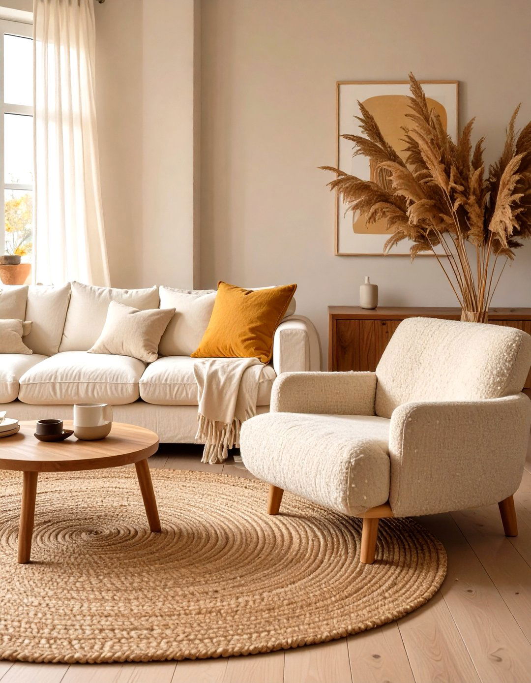 A Textured Neutral Living Room Haven - 30 cozy apartment living room ideas