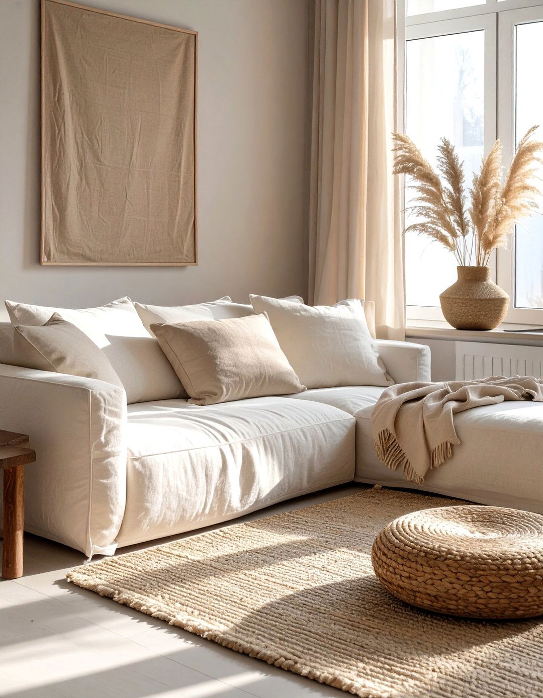 A Textured Neutral Minimalist Living Room - 30 minimalist living room ideas