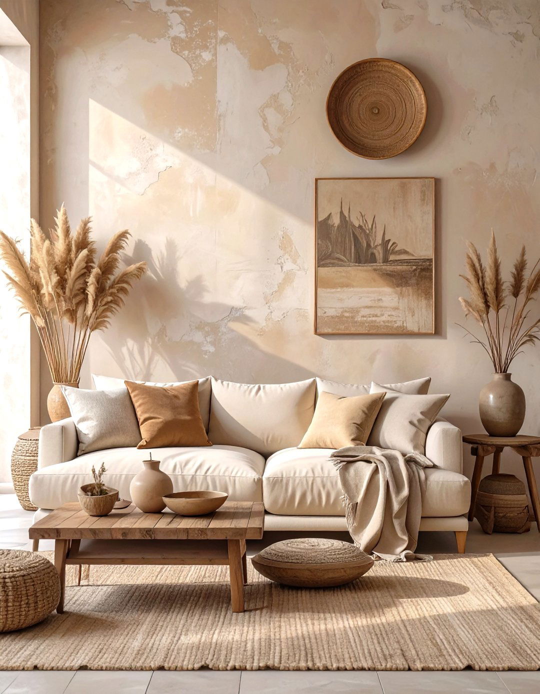 A Textured Plaster Wall Finish - 30 modern large wall decor ideas for living room