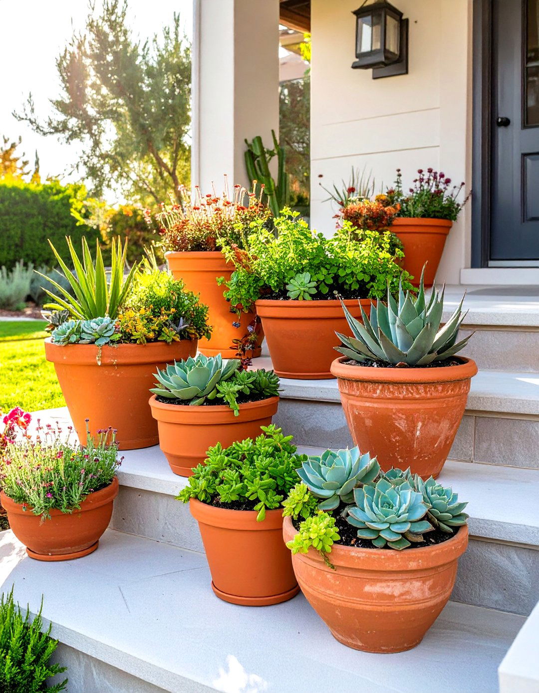 A Themed Container Garden - 30 small front yard landscaping ideas