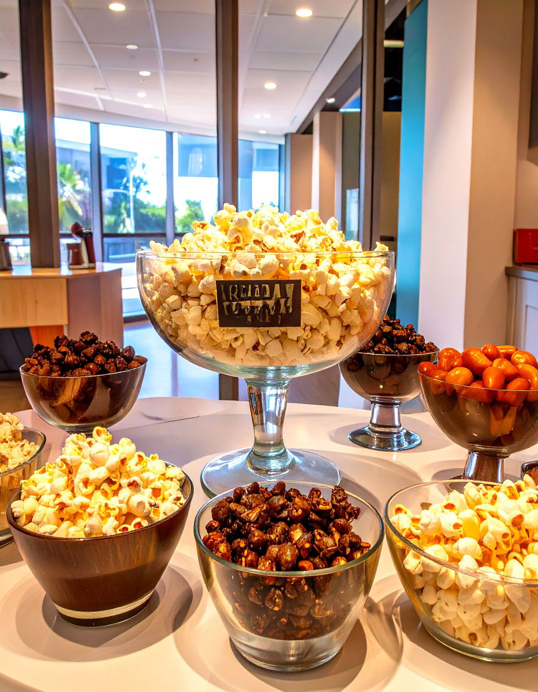 A Themed Ready to Pop Popcorn Bar - 30 work baby shower ideas