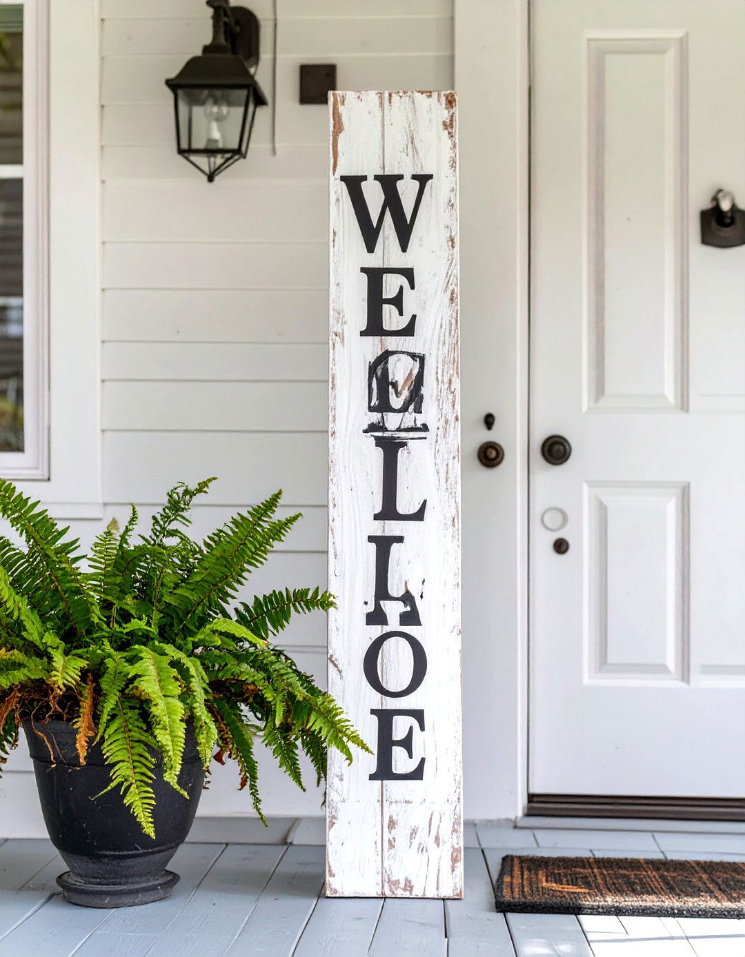 A Themed Welcome Sign - 30 very small front porch decorating ideas
