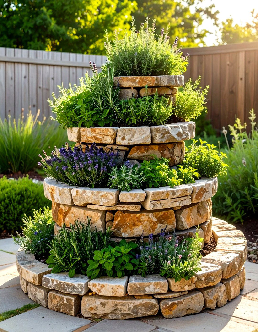 A Tiered Herb Spiral Garden - 30 corner garden ideas