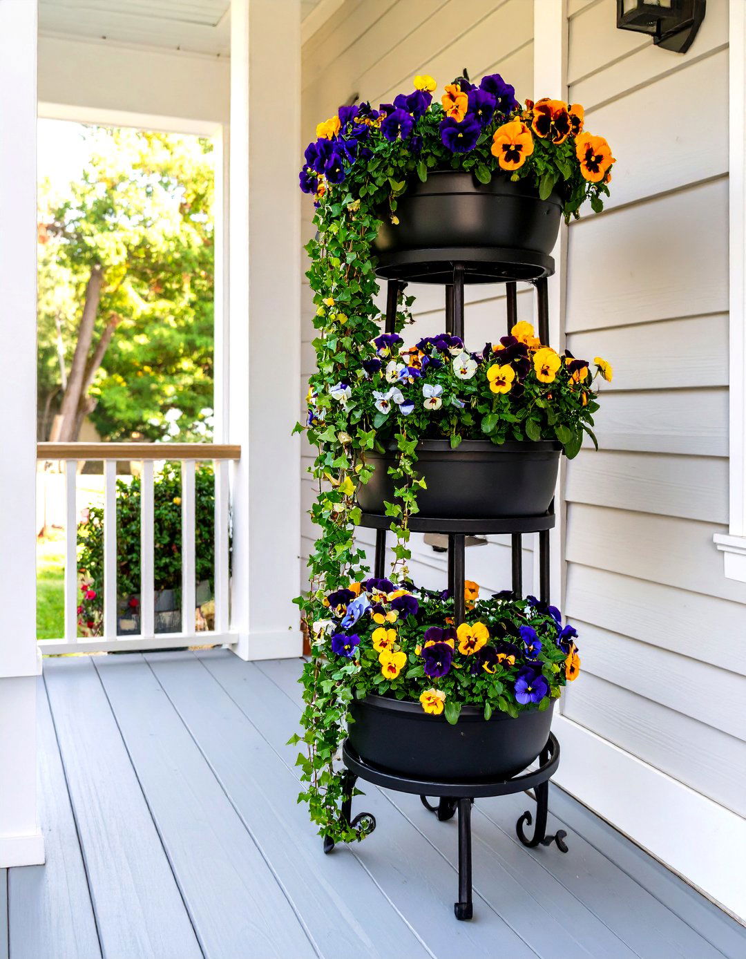 A Tiered Plant Stand - 30 very small front porch decorating ideas
