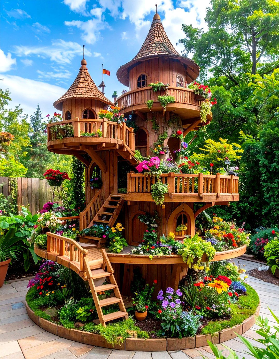 A Tiered Planter Fairy Metropolis - 30 large outdoor fairy garden ideas