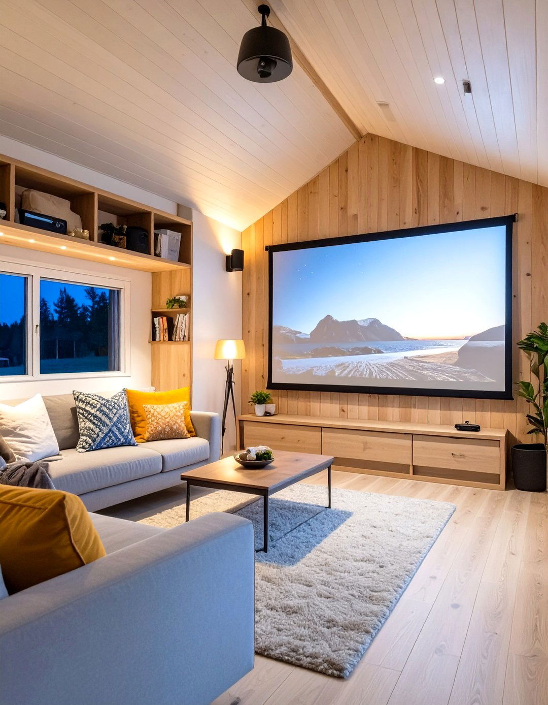 A Tiny Home with a Projector Screen - 30 tiny home design ideas