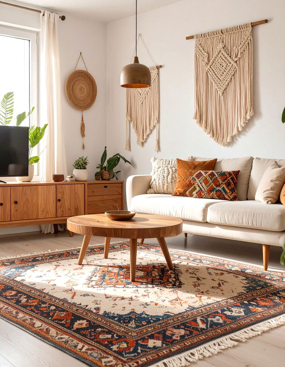 A Touch of Mid Century Modern in a Boho Setting - 30 modern boho living room ideas