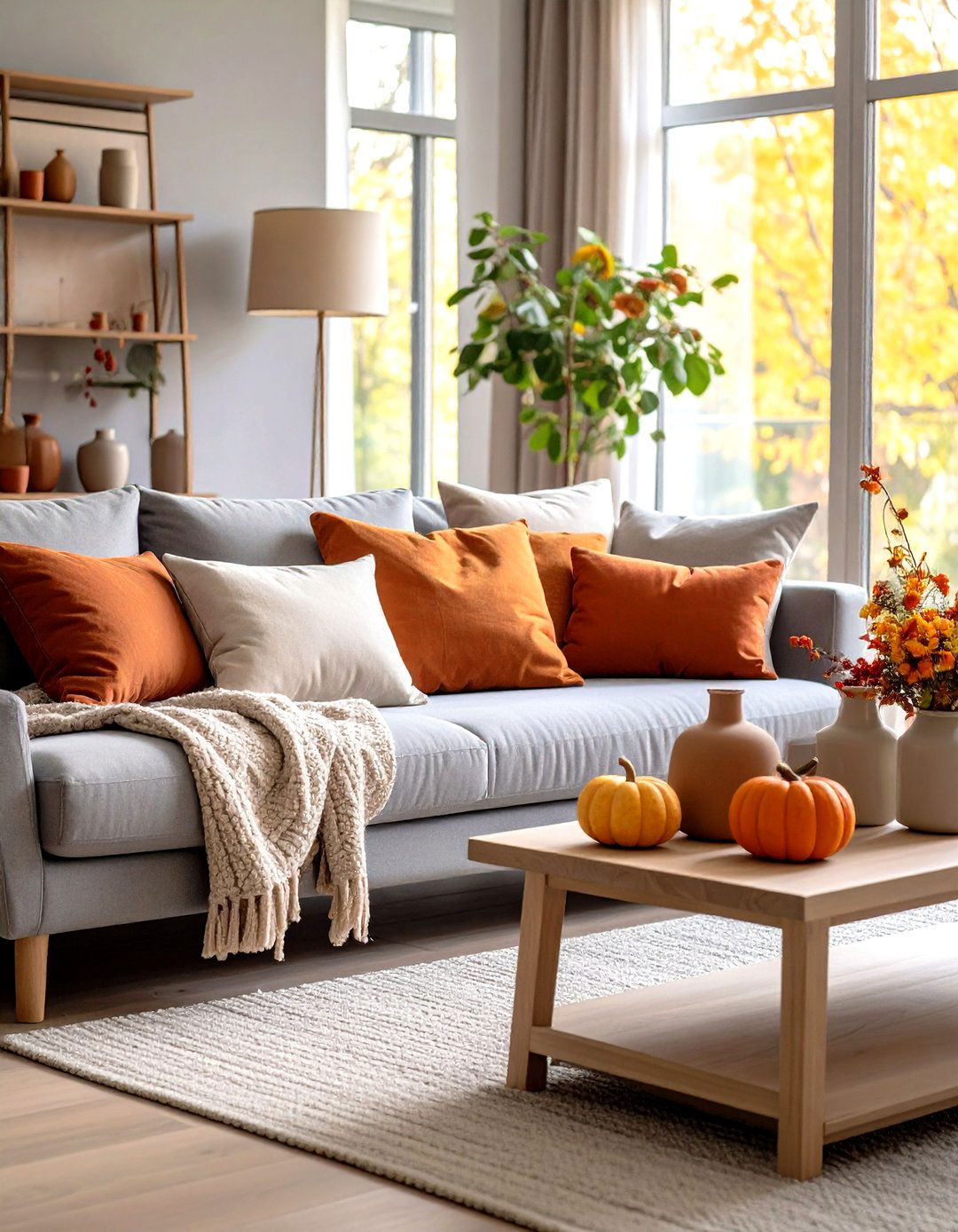 A Touch of Terracotta Warmth - 30 grey sofa living room ideas