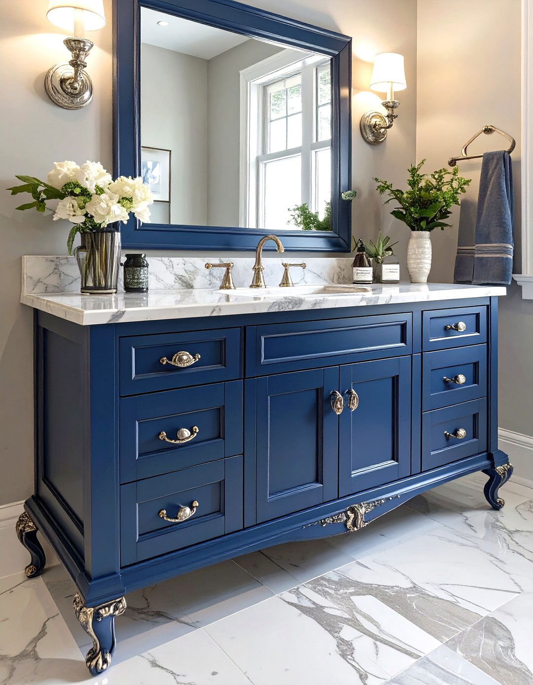 A Traditional Bathroom with Timeless Appeal - 30 navy blue vanity bathroom ideas