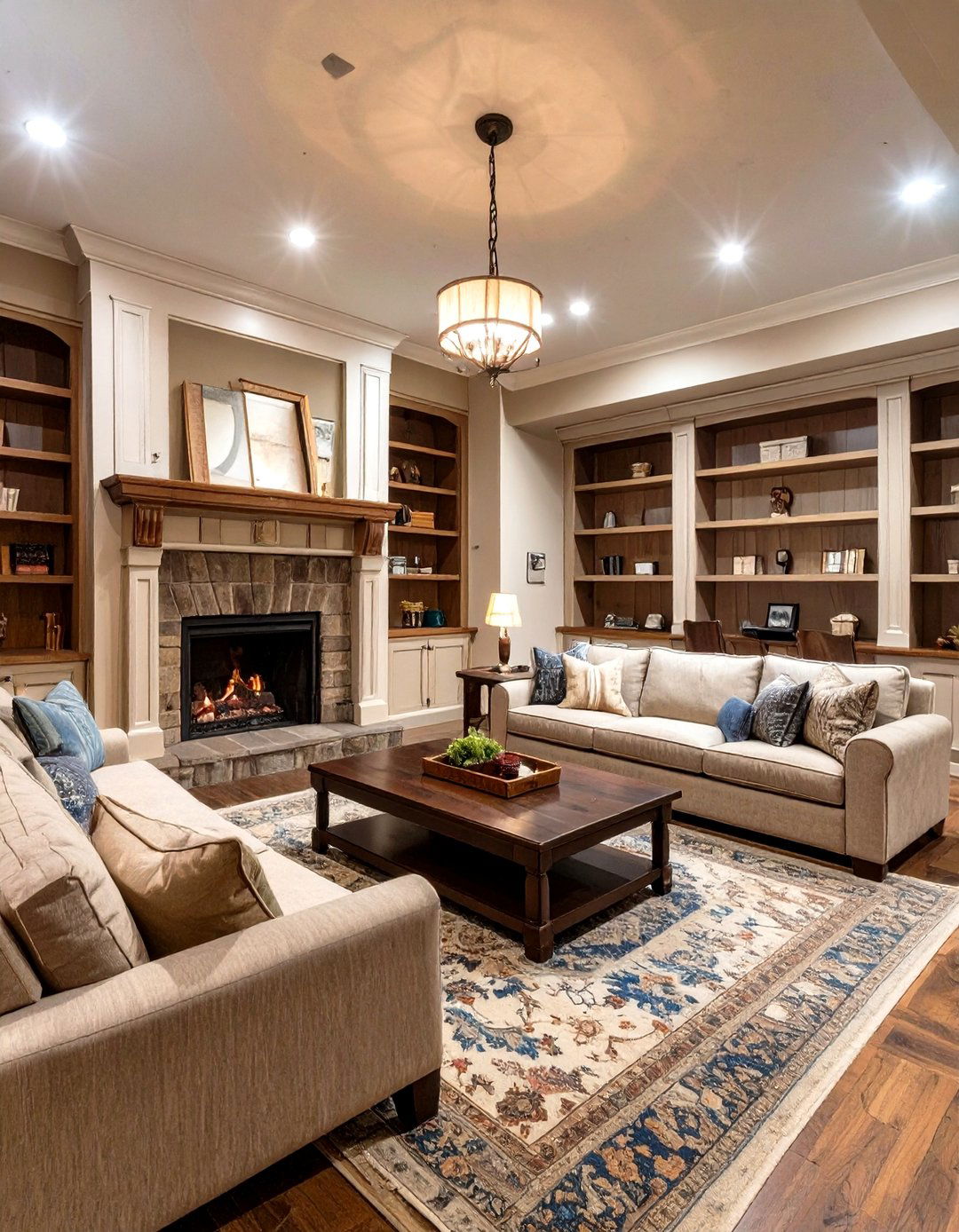 A Traditional Family Room Basement - 30 basement finishing ideas