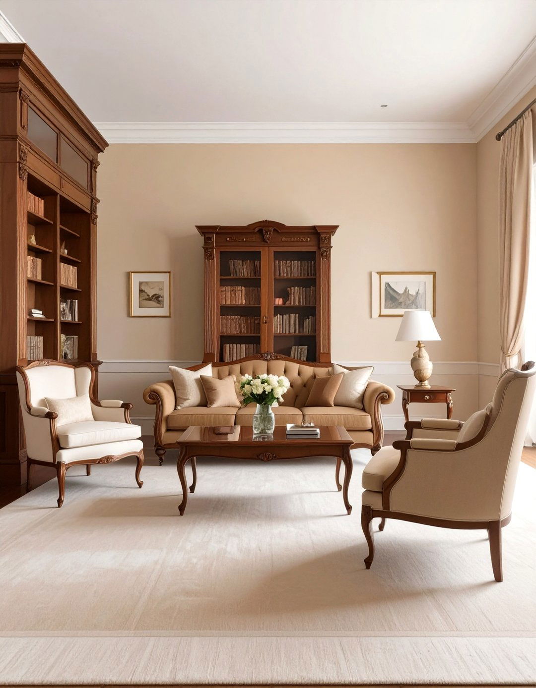 A Traditional Living Room with Mahogany - 30 brown living room ideas