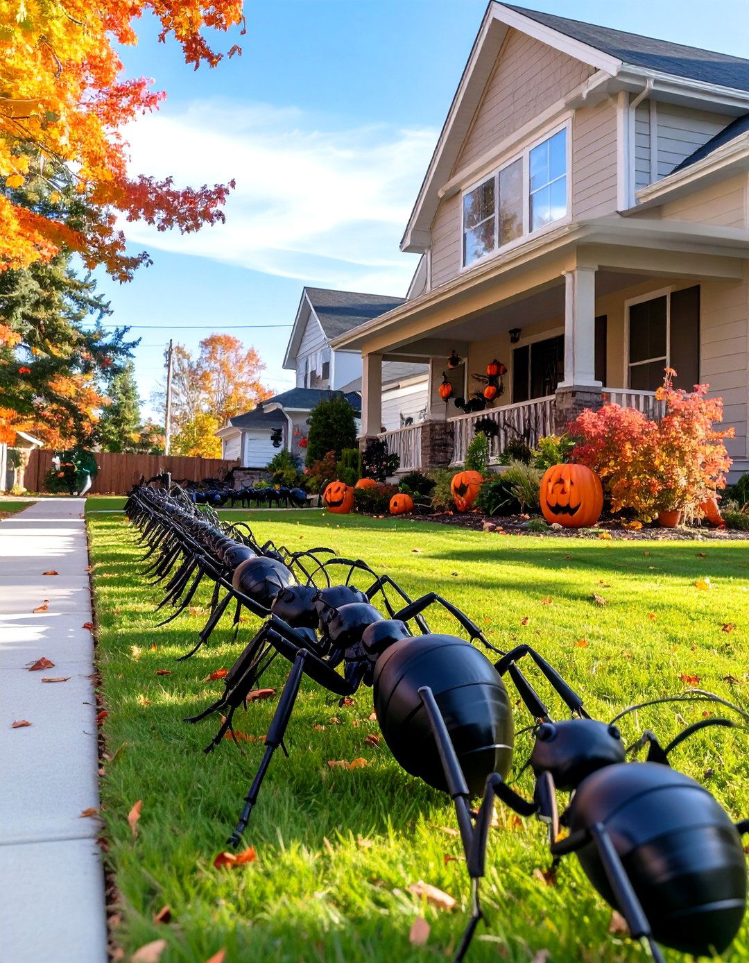 A Trail of Giant Ants - 30 outdoor halloween decoration ideas