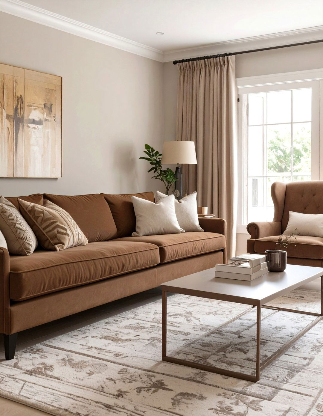 A Transitional Style Living Room - 30 brown sofa living room ideas