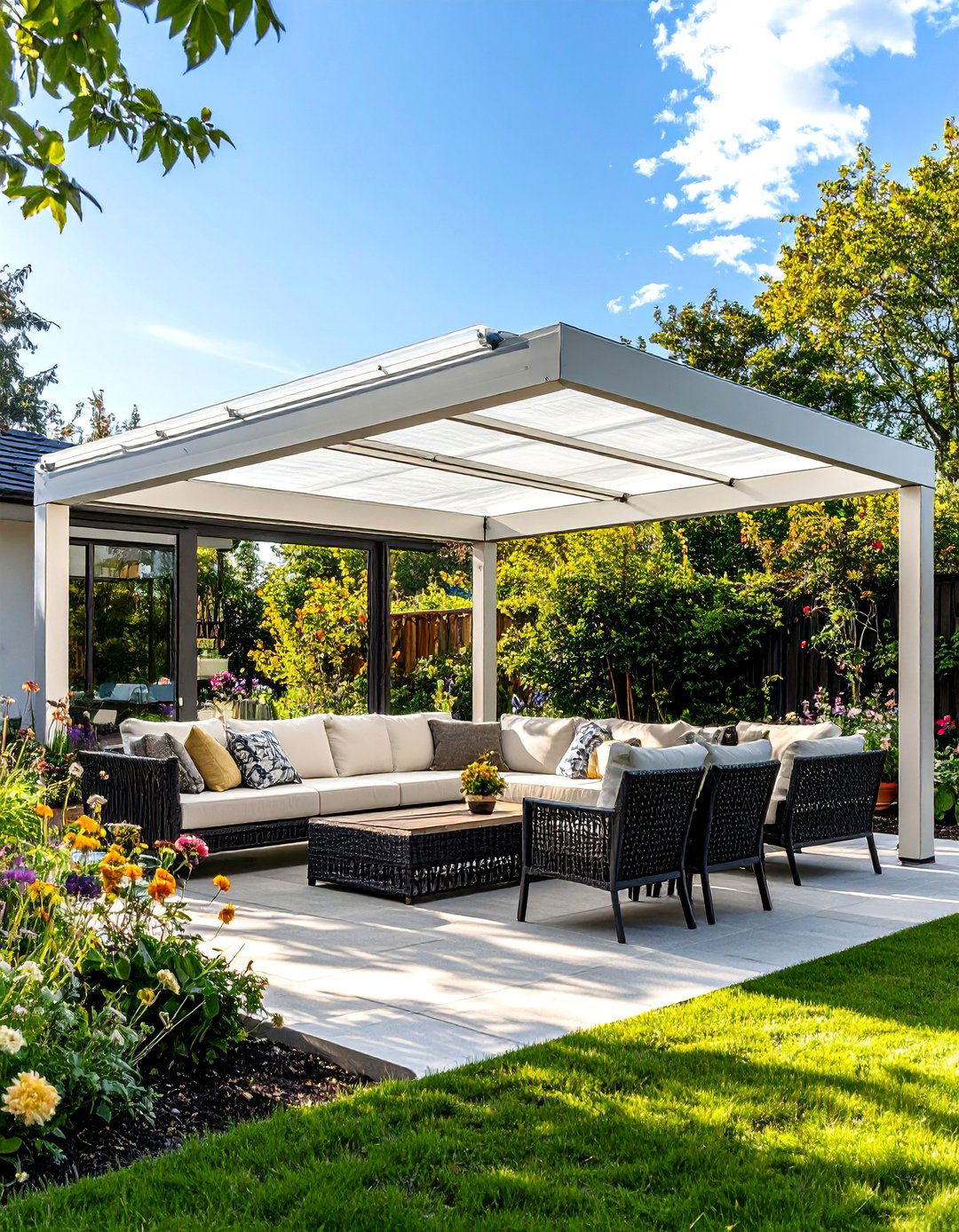 A Transparent Polycarbonate Panel Roof - 30 backyard canopy ideas