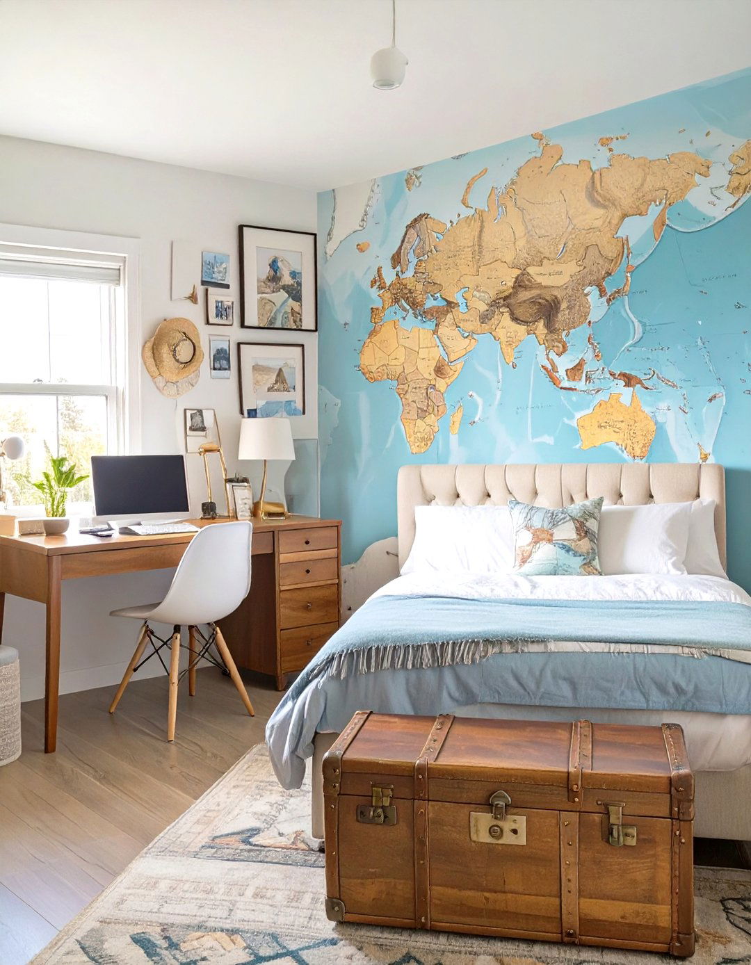 A Travel Themed Explorers Nook - 30 guest room office ideas