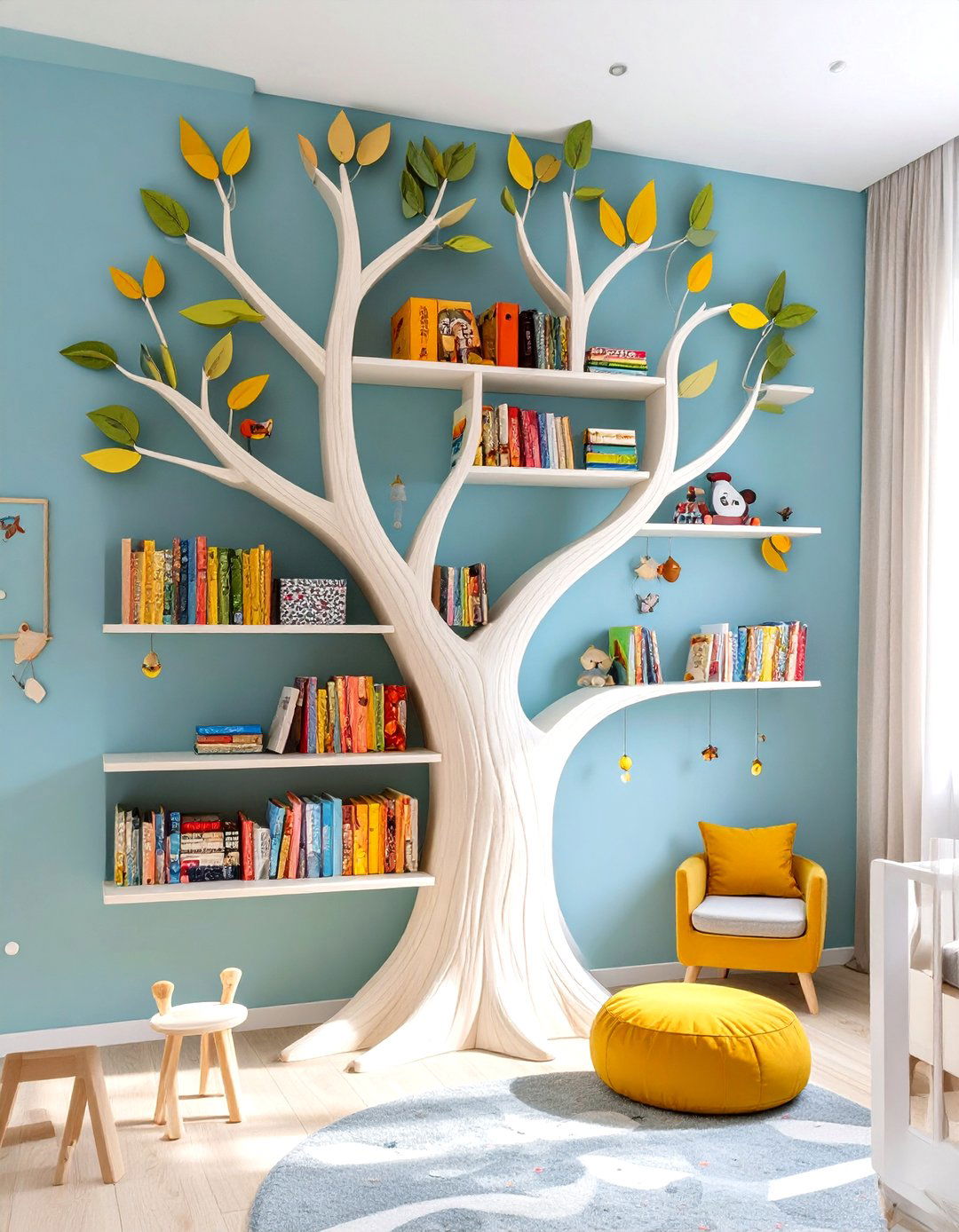 A Treehouse Style Bookshelf - 30 winnie the pooh nursery ideas