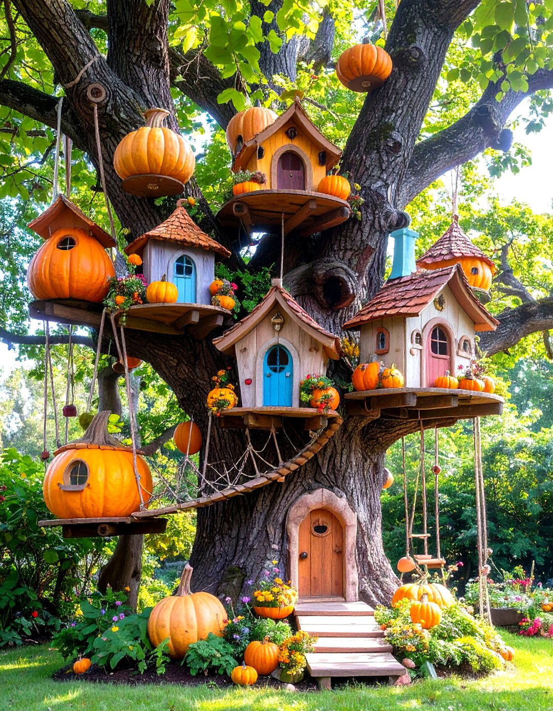 A Treetop Village Fairy Garden - 30 large outdoor fairy garden ideas