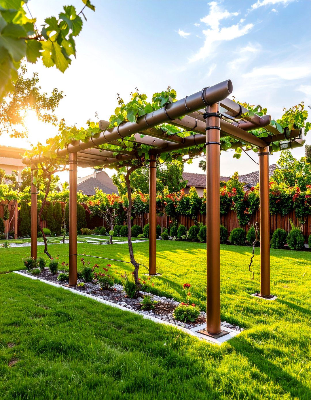 A Trellis Made from Electrical Conduit - 30 easy backyard grape vine trellis designs