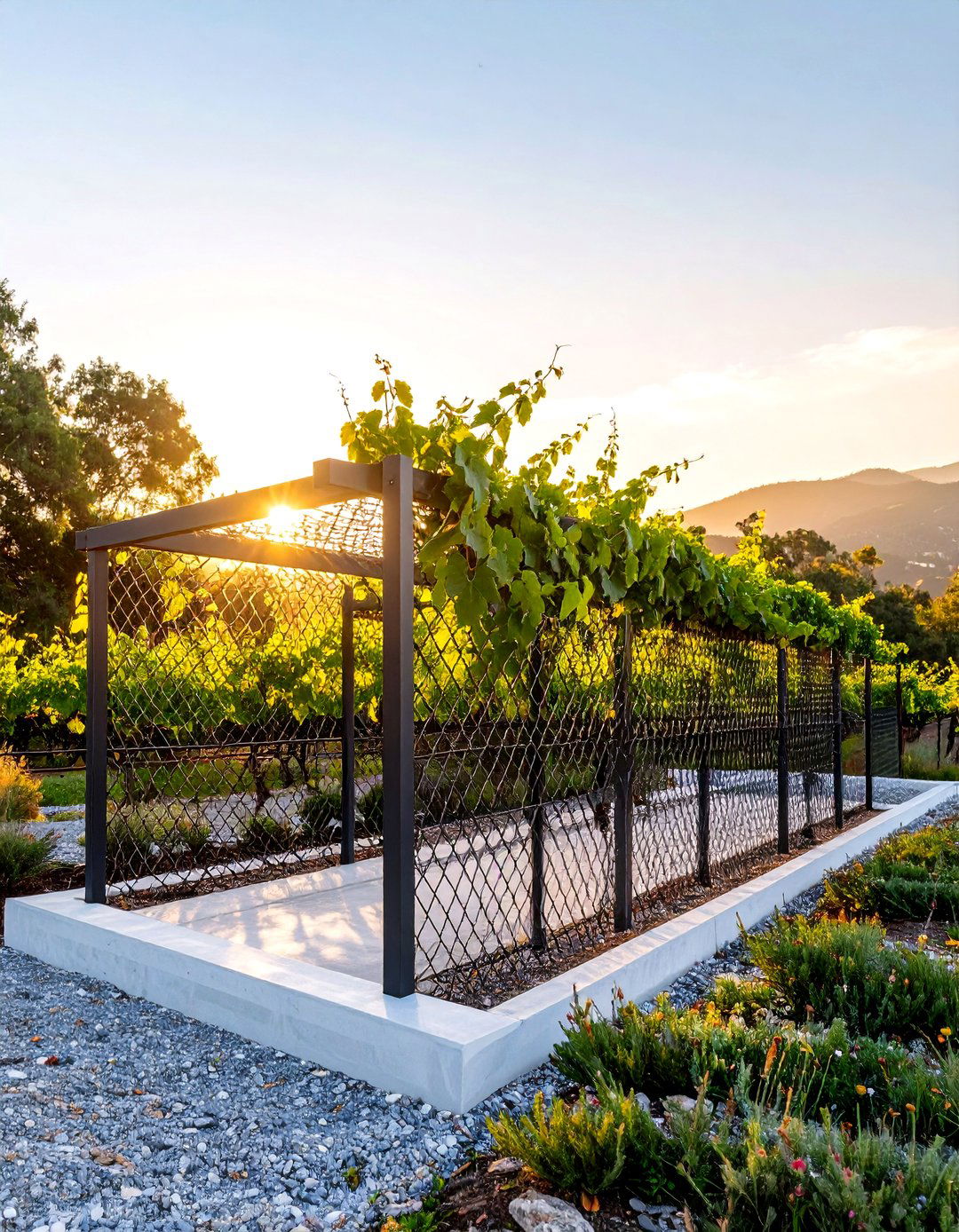 A Trellis from Reinforcing Mesh - 30 easy backyard grape vine trellis designs