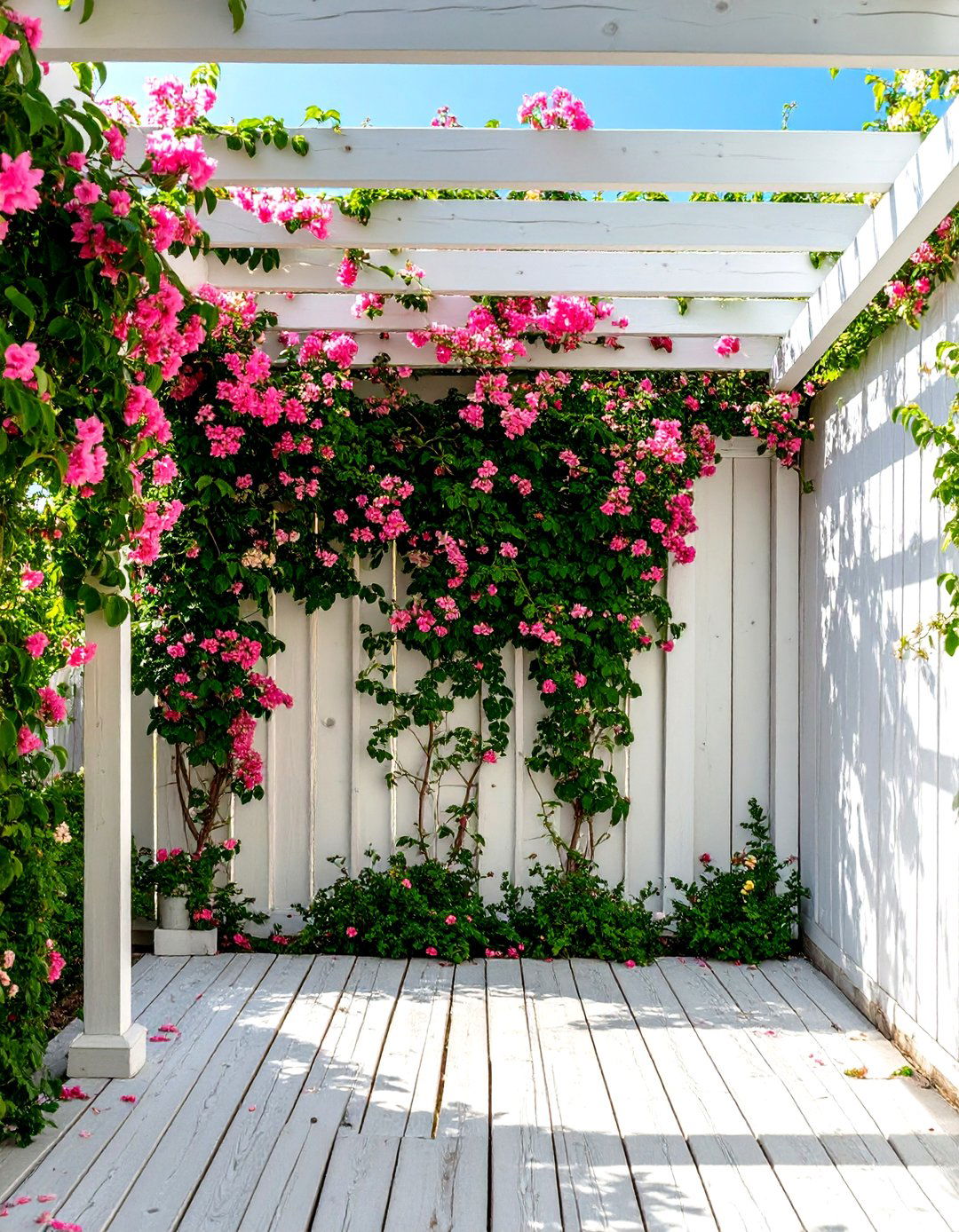 A Trellis with Climbing Plants - 30 small outdoor patio ideas
