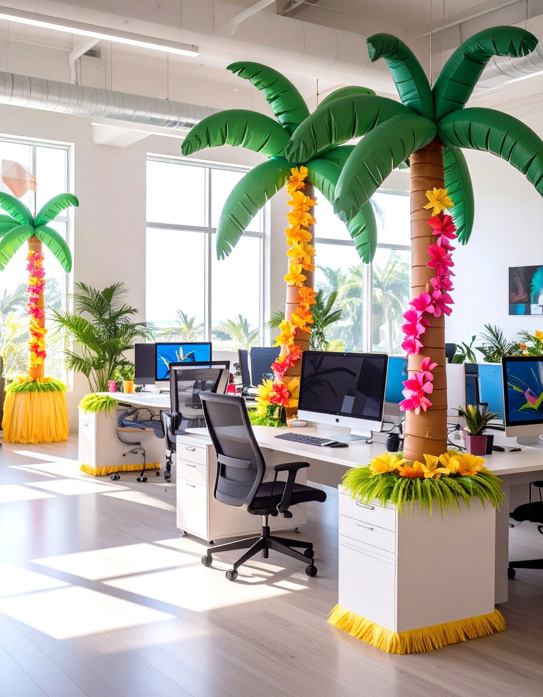 A Trip to the Tropics Office Decor - 30 office  decorating contest ideas