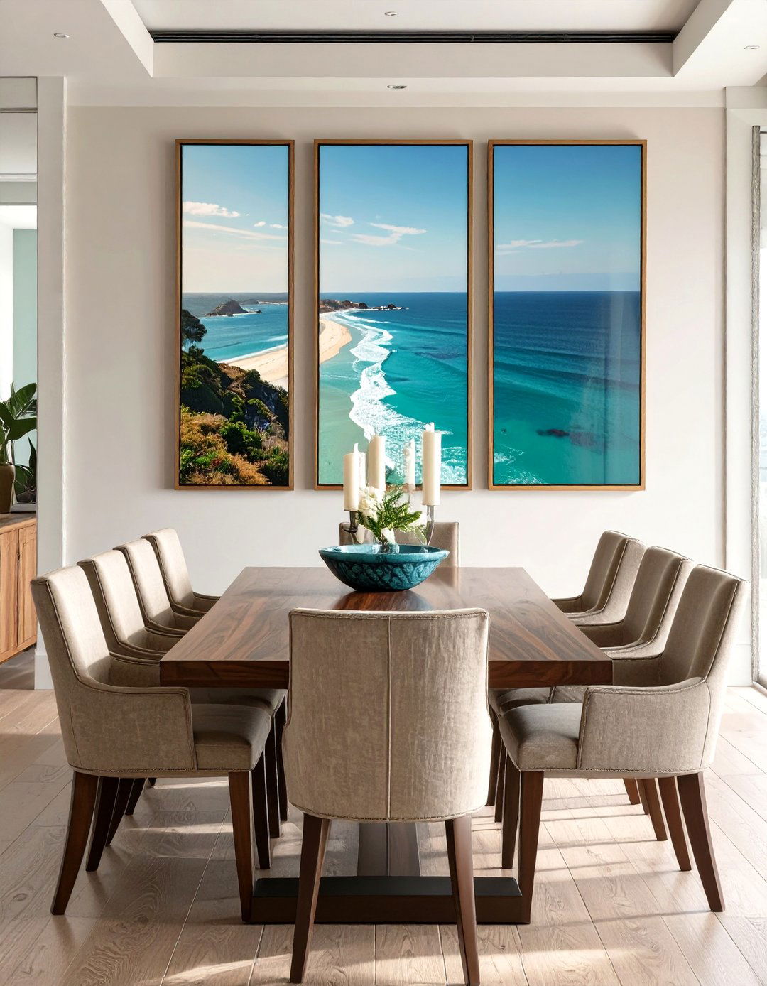A Triptych Art Display - 30 dining room art ideas