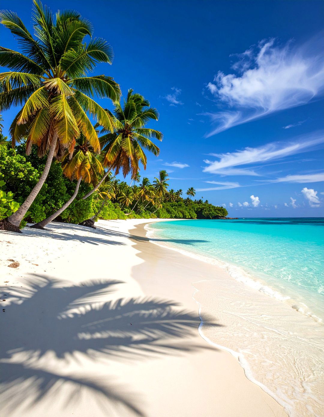 A Tropical Beach with Palm Trees - 30 landscape drawing ideas