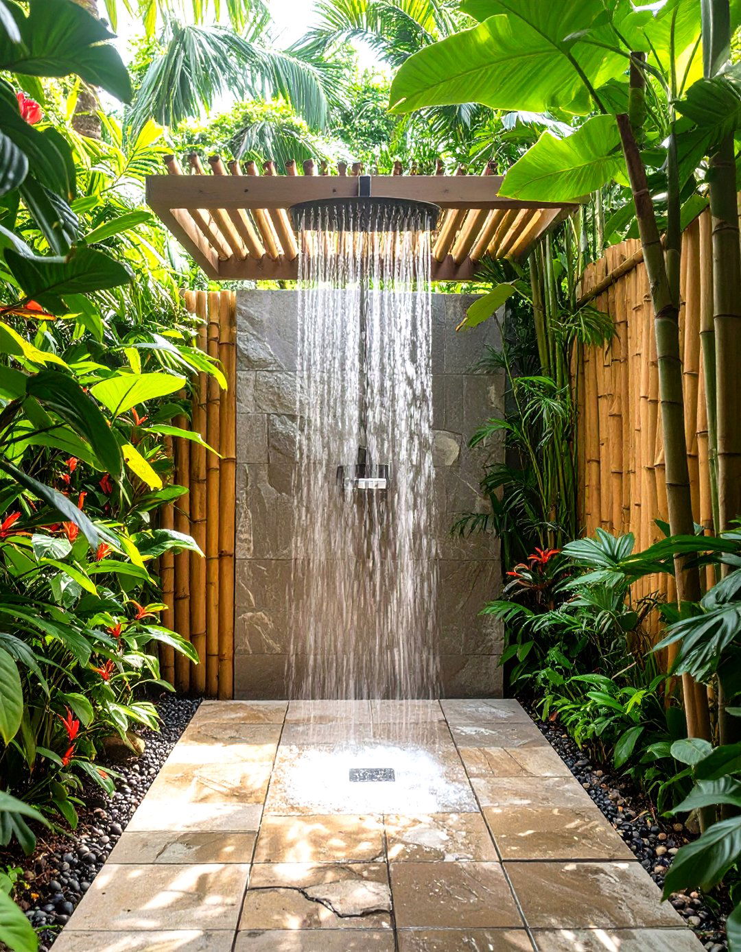 A Tropical Garden Featuring a cascading Waterfall - 30 tropical garden ideas