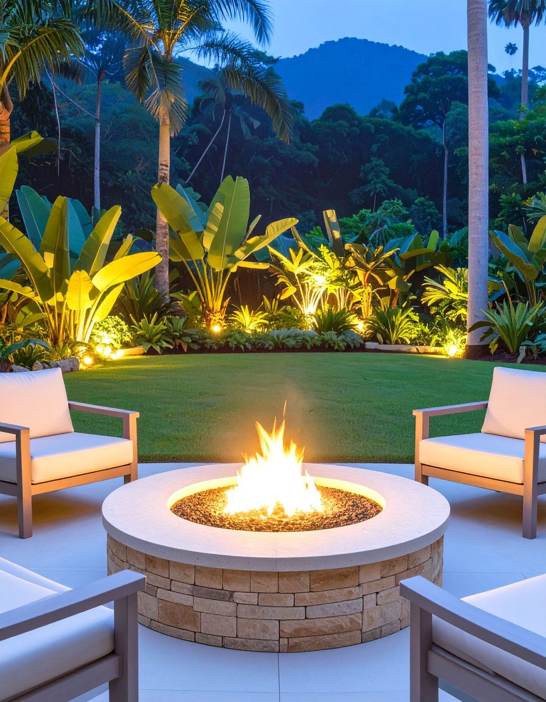 A Tropical Garden with Ferns for Lush Groundcover