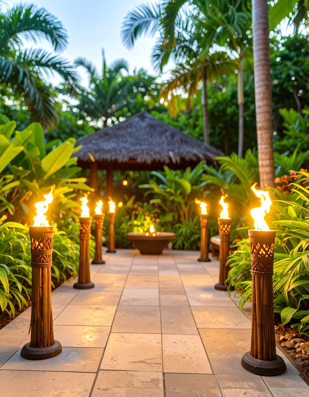 A Tropical Garden with a Natural Stone Pathway - 30 tropical garden ideas