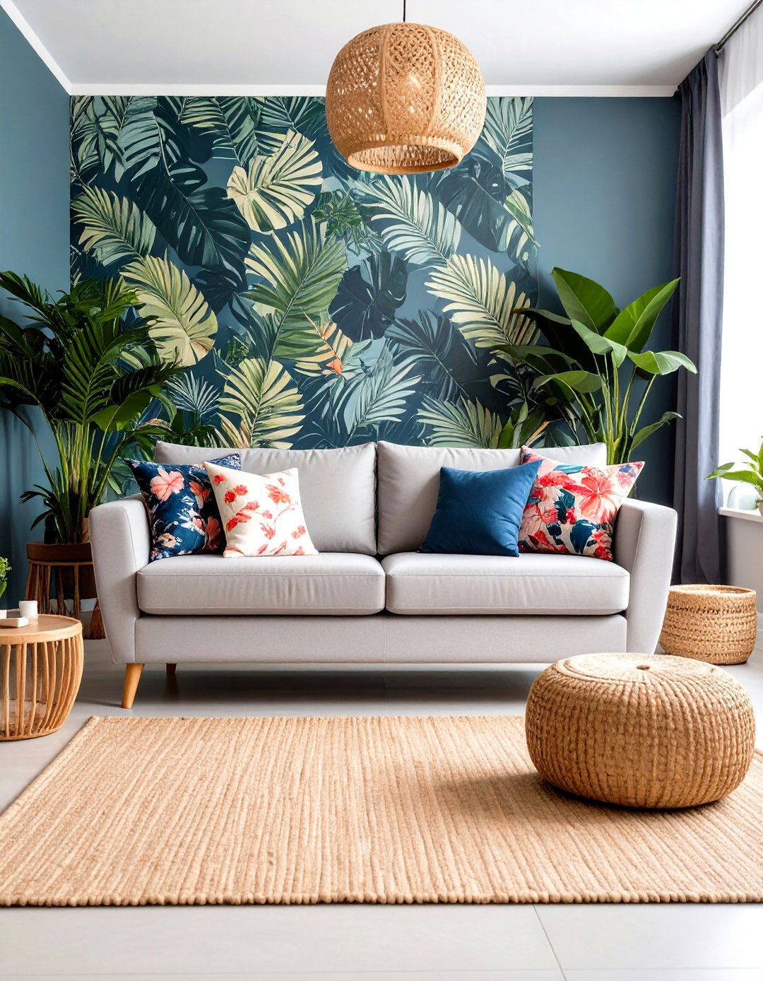 A Tropical Inspired Haven - 30 grey sofa living room ideas