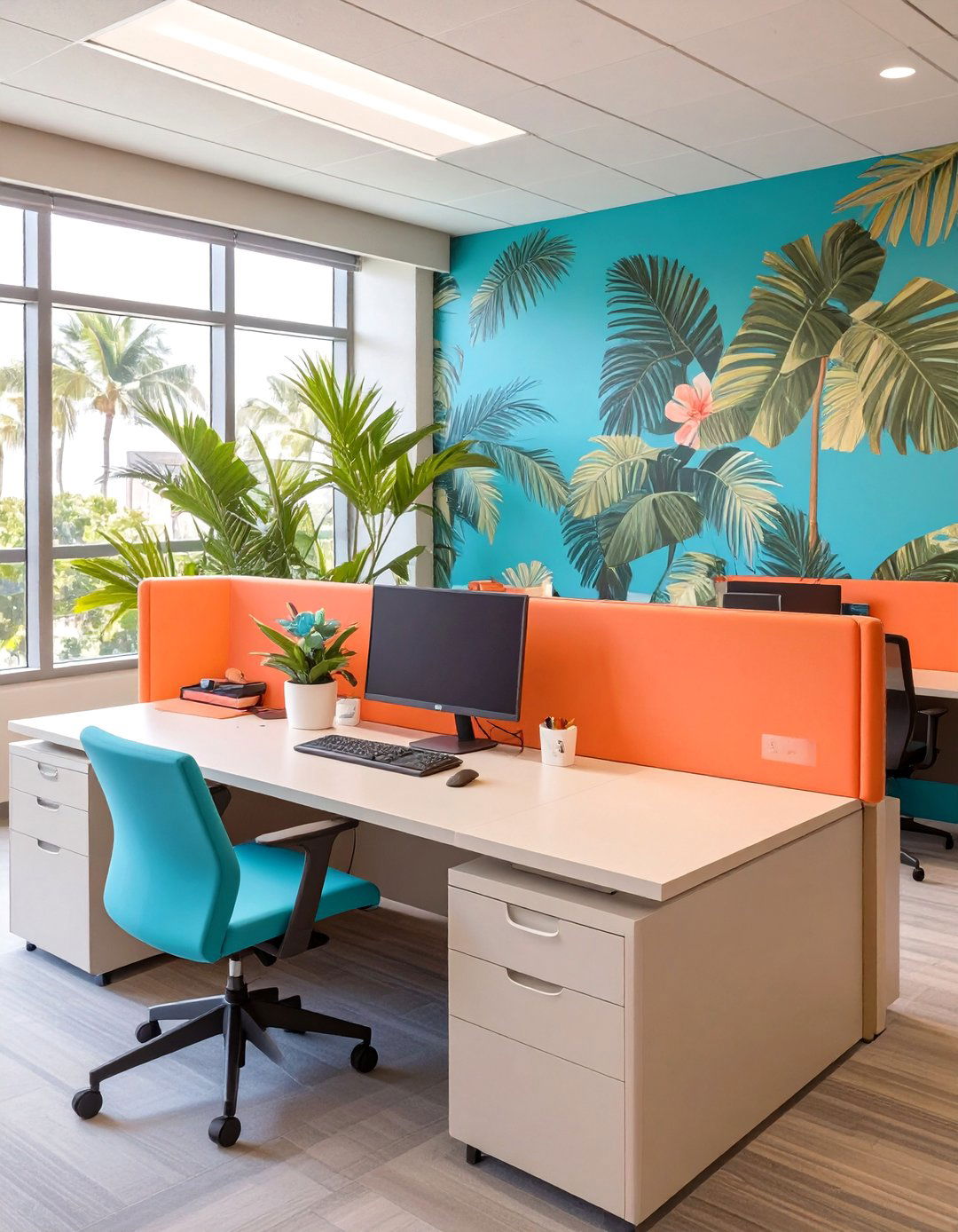 A Tropical Paradise Getaway - 30 office cubicle decor ideas