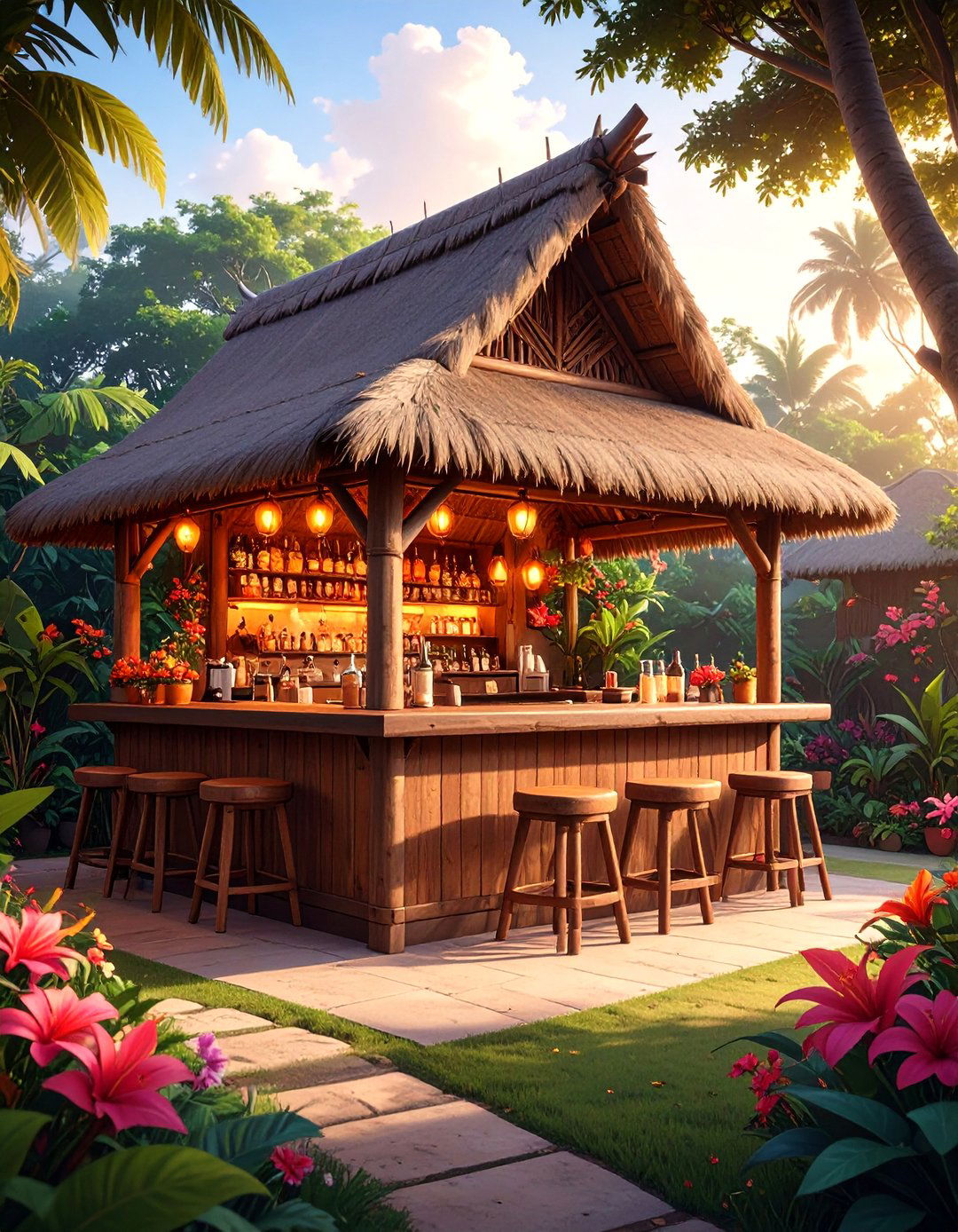 A Tropical Tiki Inspired Outdoor Bar - 30 outdoor bar ideas