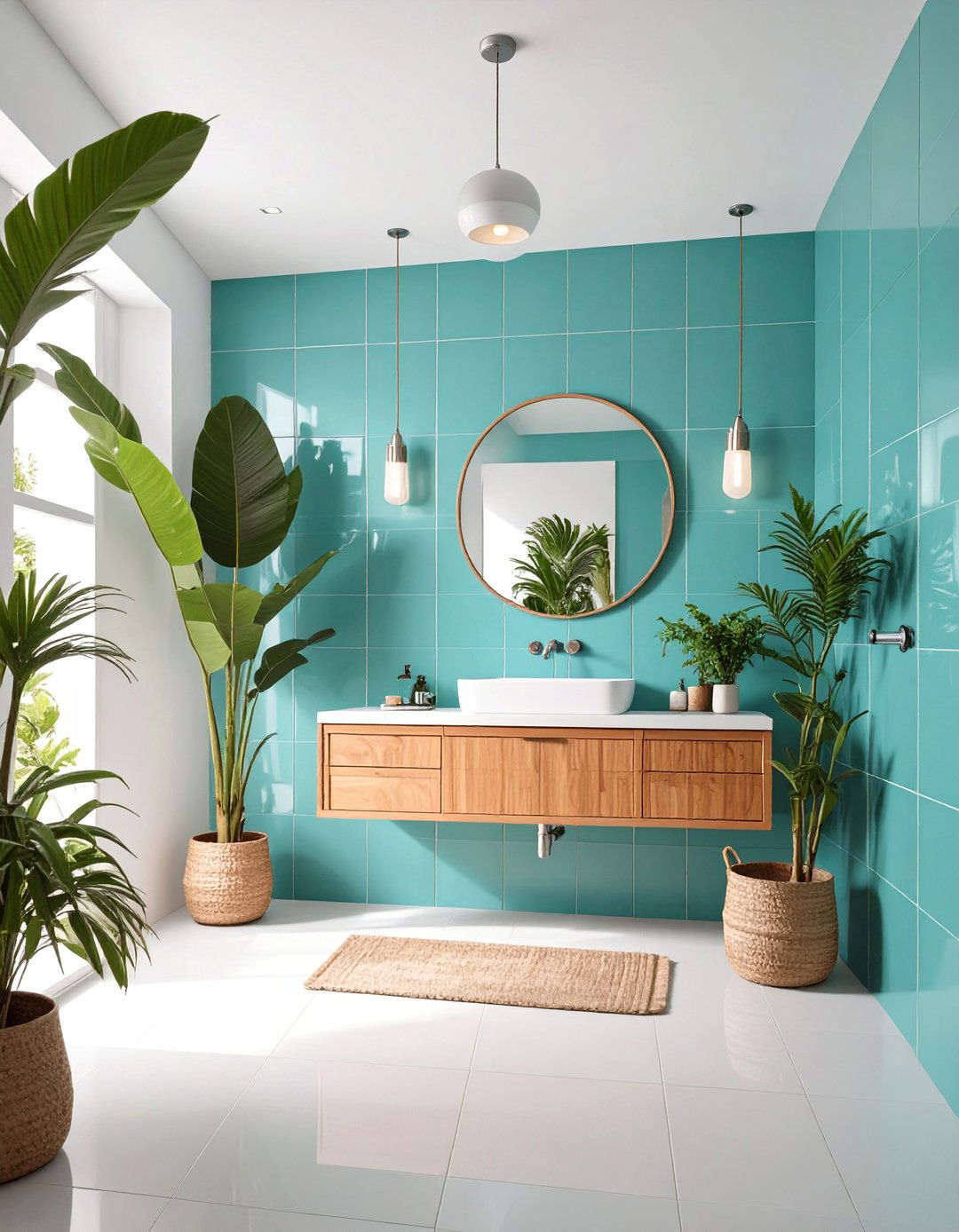A Tropical Turquoise Bathroom Haven - 30 colorful bathroom ideas
