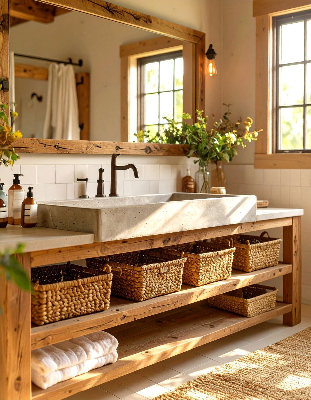 A Trough Sink Bathroom Design - 30 farmhouse rustic bathroom ideas