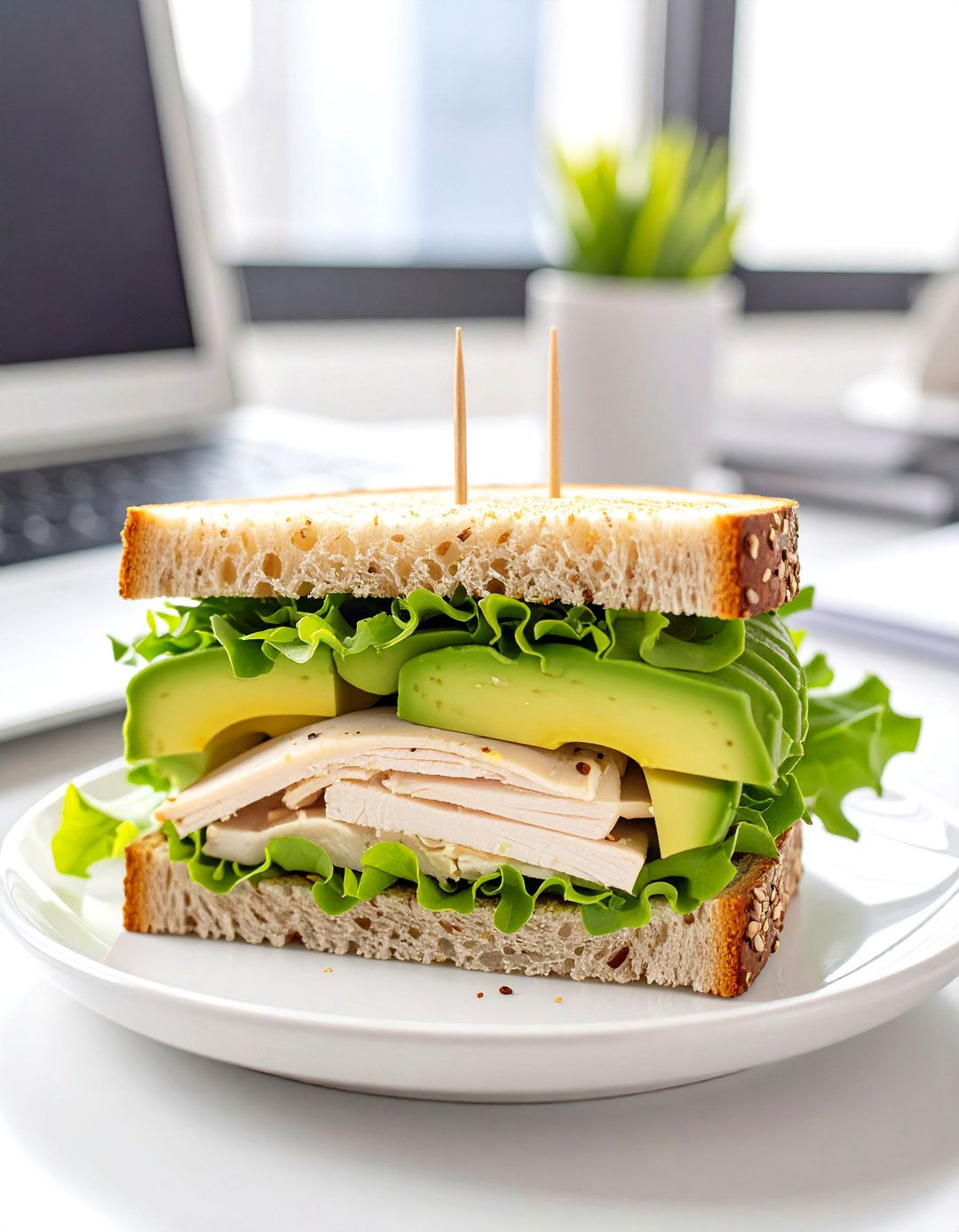 A Turkey and Avocado Club Sandwich - 30 office lunch ideas