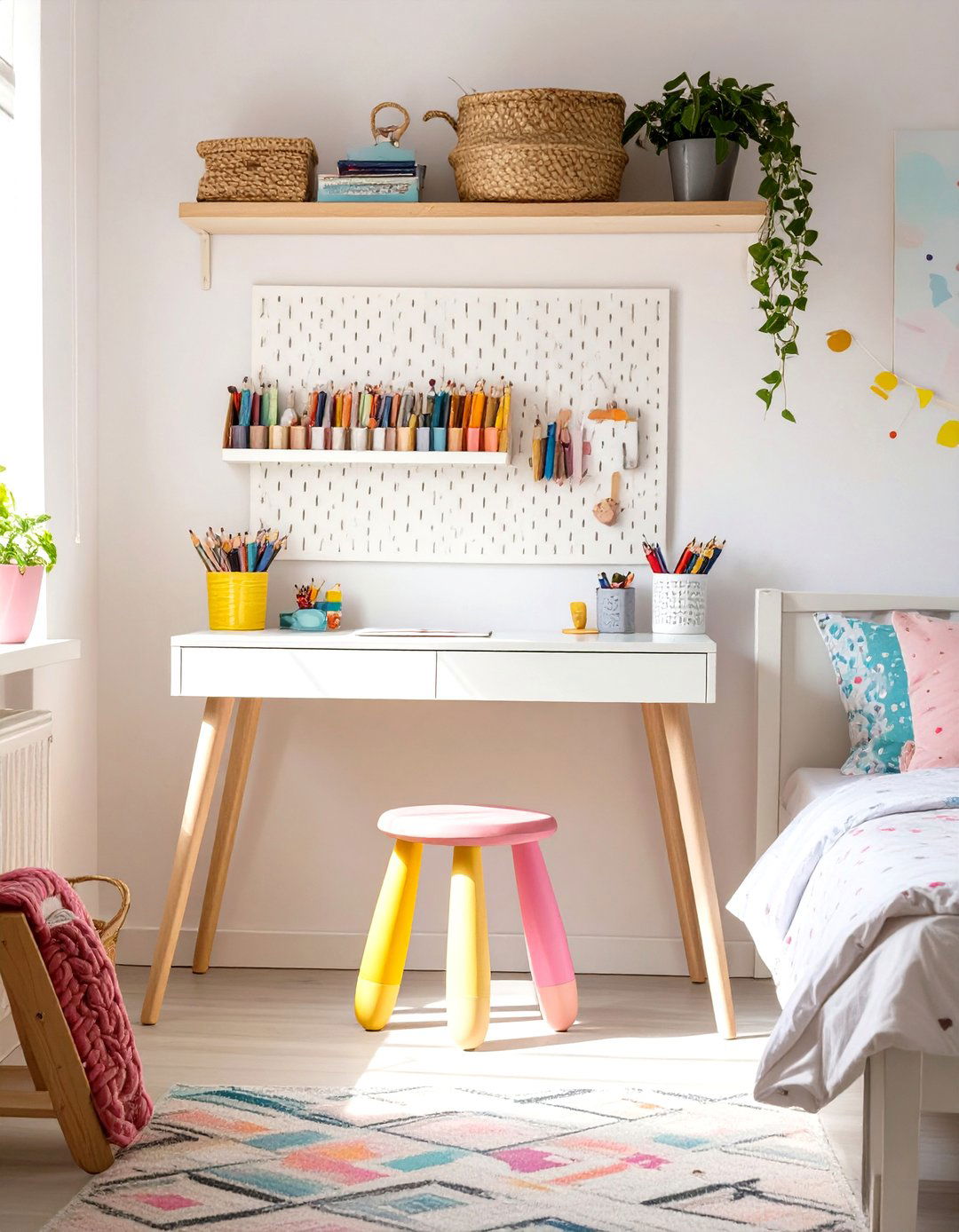 A Tween Bedroom with a Dedicated Crafting Station - 30 tween girl bedroom ideas