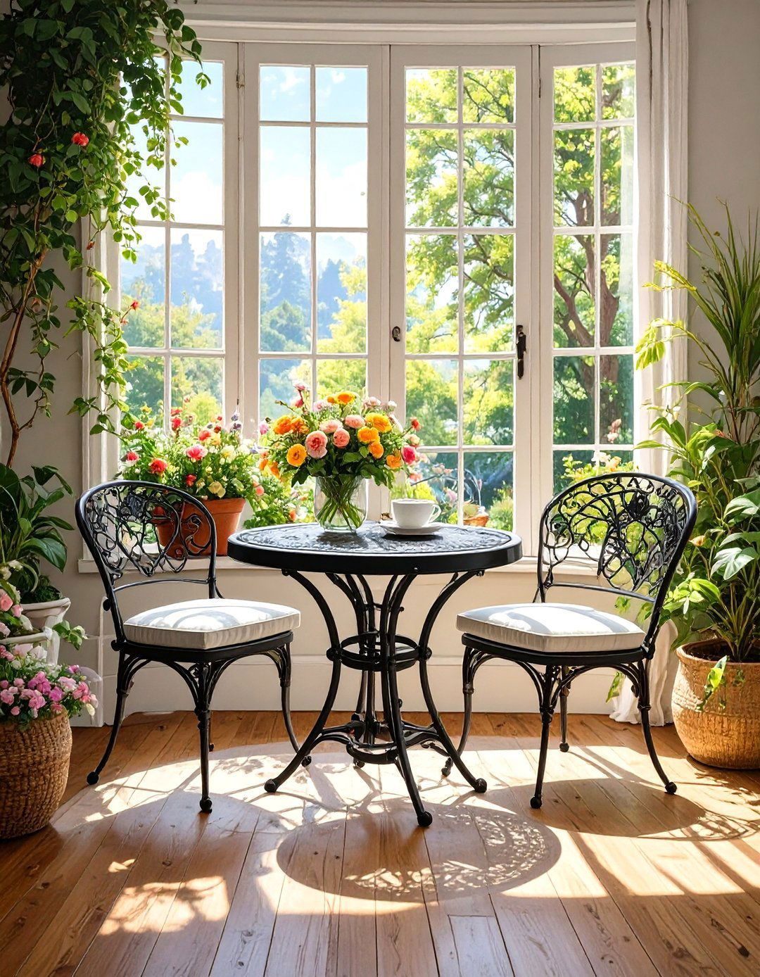 A Two Seater Bistro Set in a Nook - 30 very small living and dining room ideas