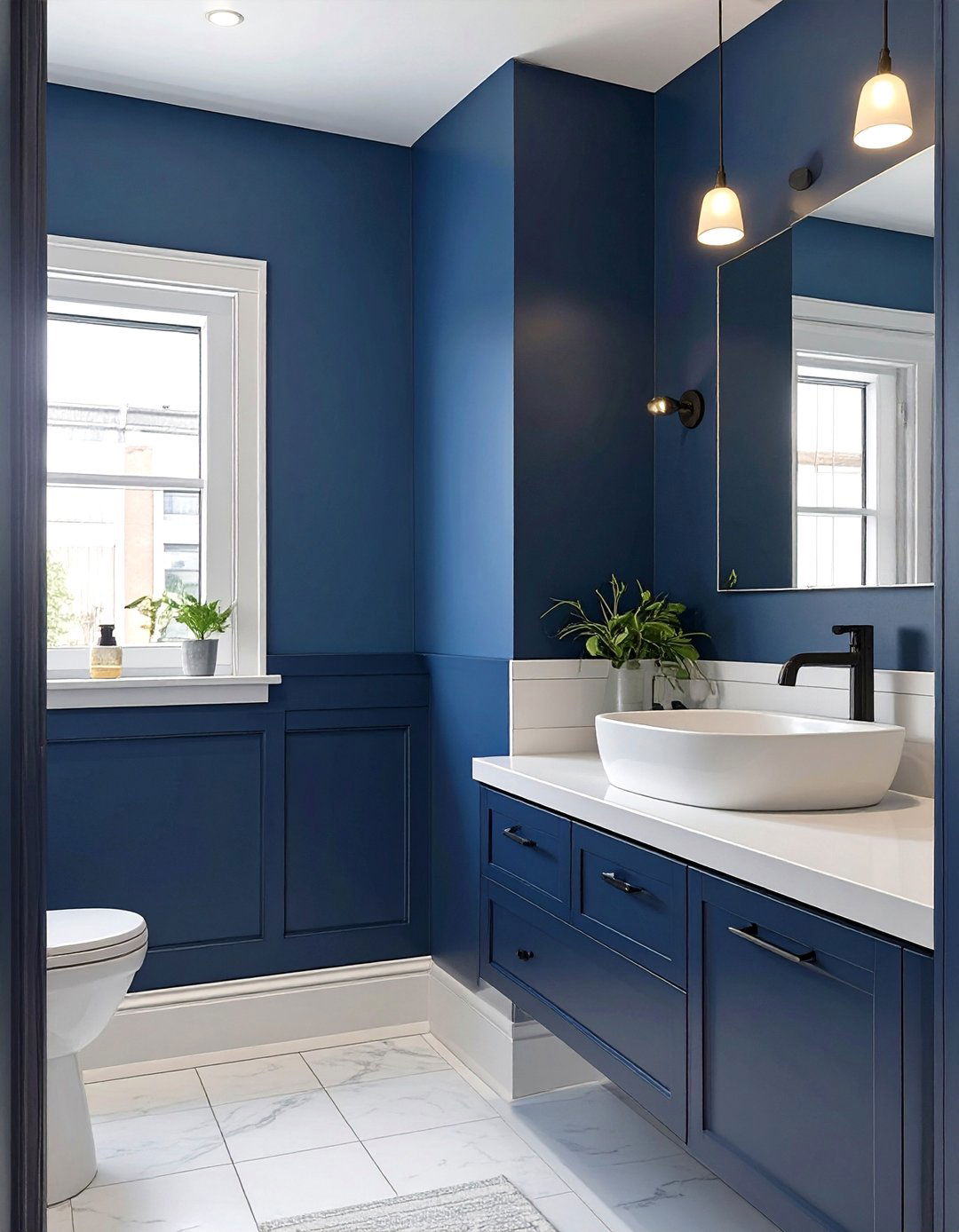 A Two Tone Split Wall Bathroom - 30 colorful bathroom ideas