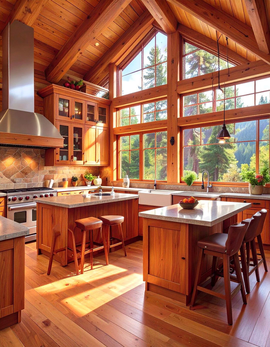 A U Shaped Kitchen for Maximum Counter Space - 30 modern log cabin kitchen ideas