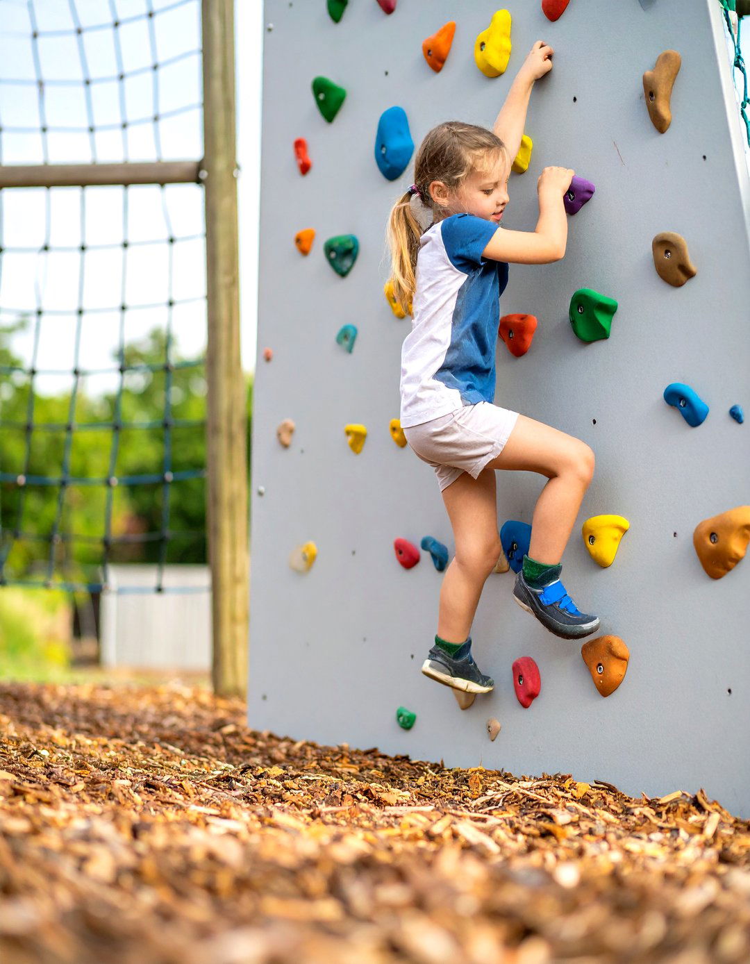 A Vertical Climbing Wall Playground - 30 kid friendly small backyard playground ideas