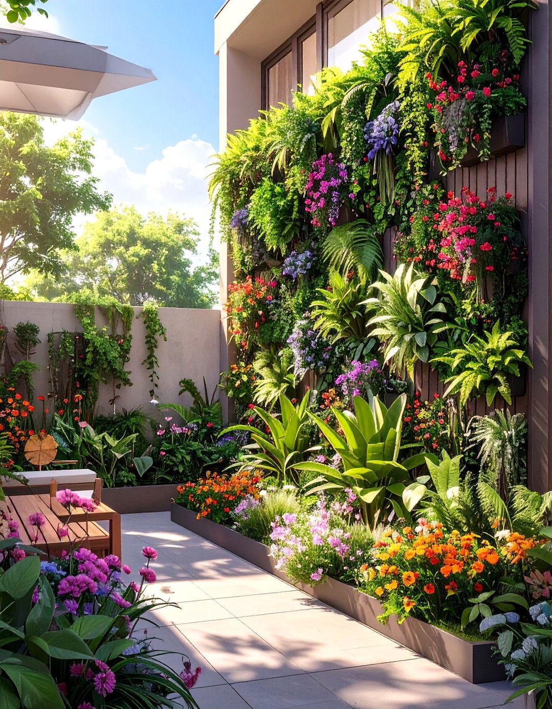 A Vertical Garden Shade Wall - 30 backyard shade ideas