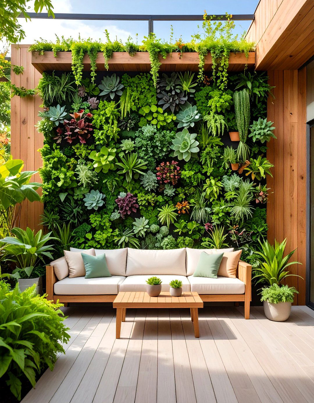 A Vertical Garden Wall - 30 how to design outdoor living spaces ideas