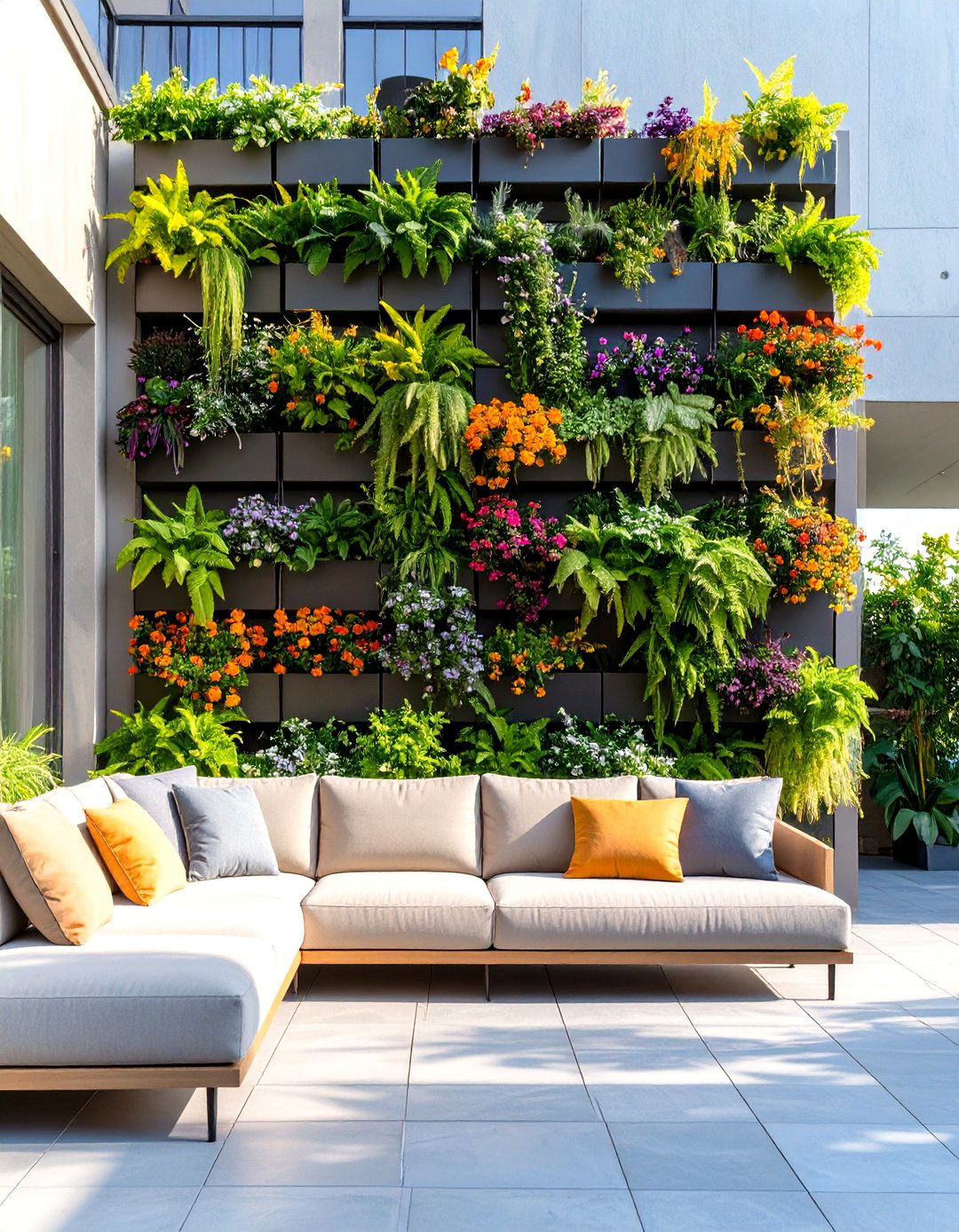 A Vertical Garden Wall on the Patio - 30 simple patio ideas