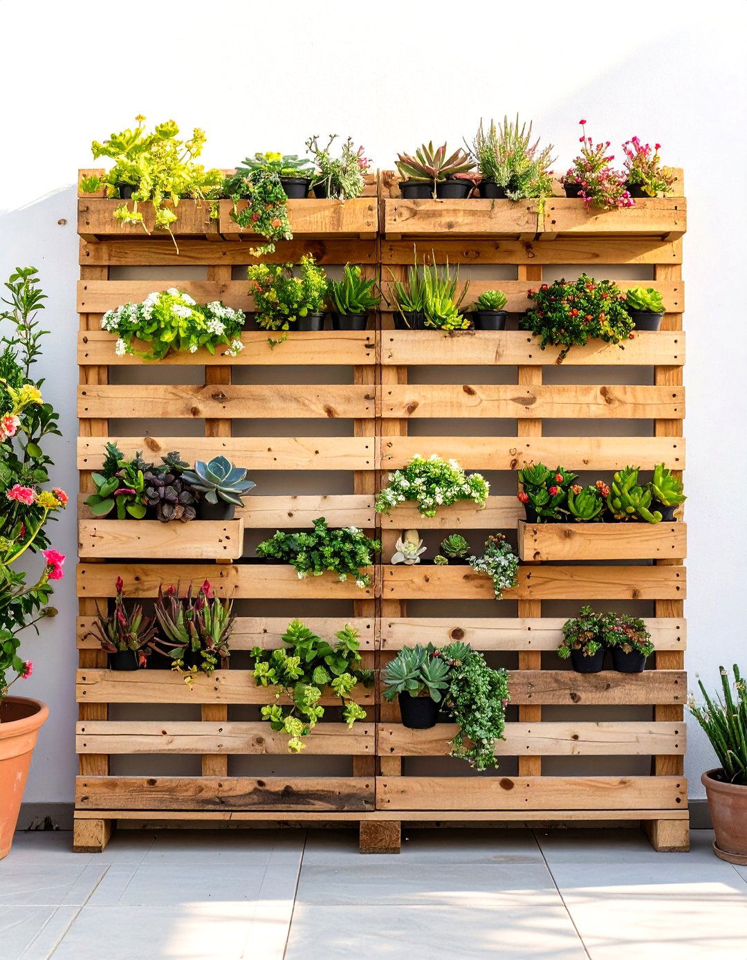 A Vertical Garden with Reclaimed Wood - 30 inexpensive desert landscaping ideas