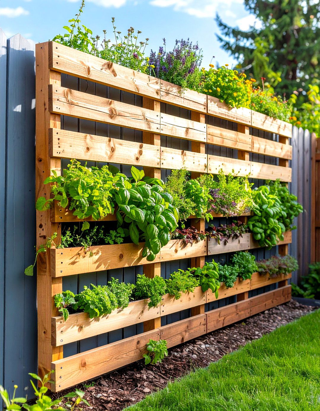 A Vertical Herb Garden Wall - 30 easy backyard ideas