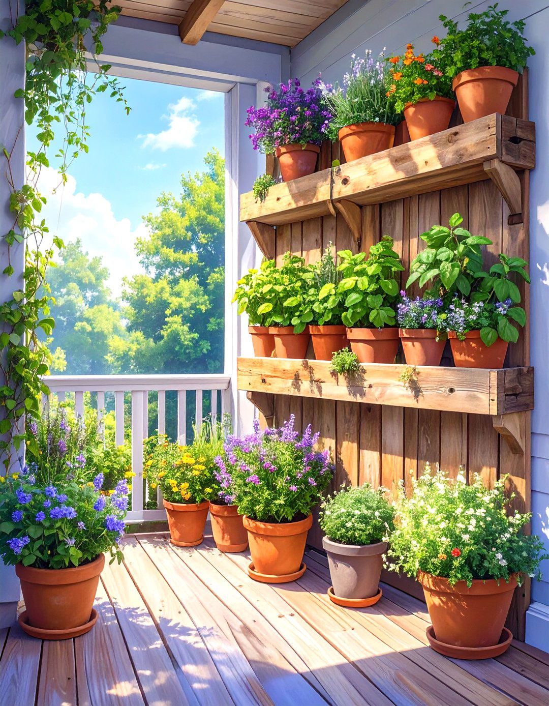 A Vertical Herb Garden Wall - 30 simple screened in porch ideas